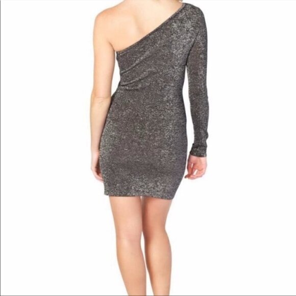 Bcbgmaxazria Inya One Shoulder Sparkle Dress Black‎ Small - Picture 3 of 10